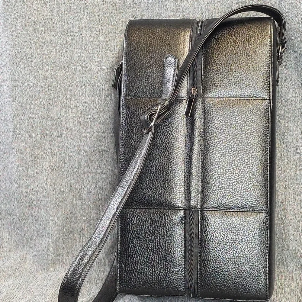 Vintage Leather And Velvet Double Wine‎ Bottle Carrying Case Classy Outing...